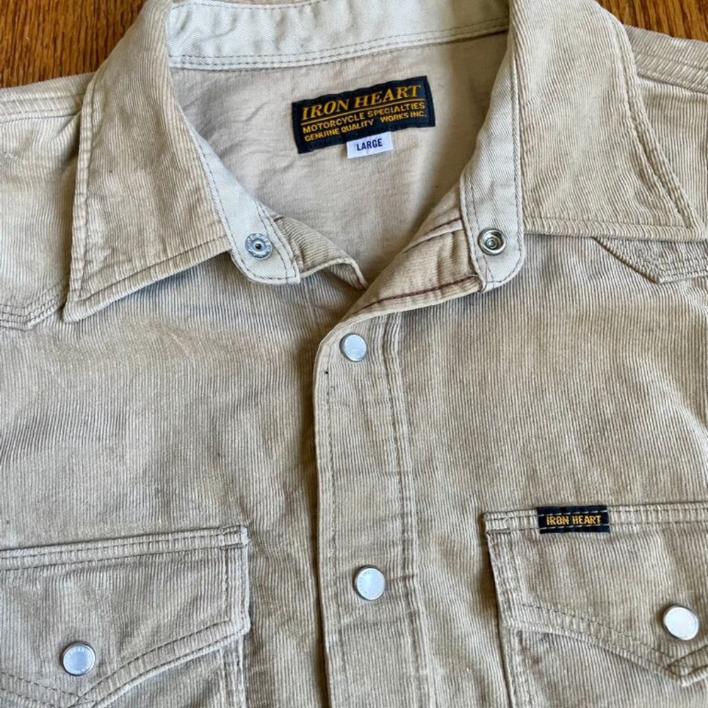 Iron Heart Heavy Weight Tan Corduroy Western Pearl